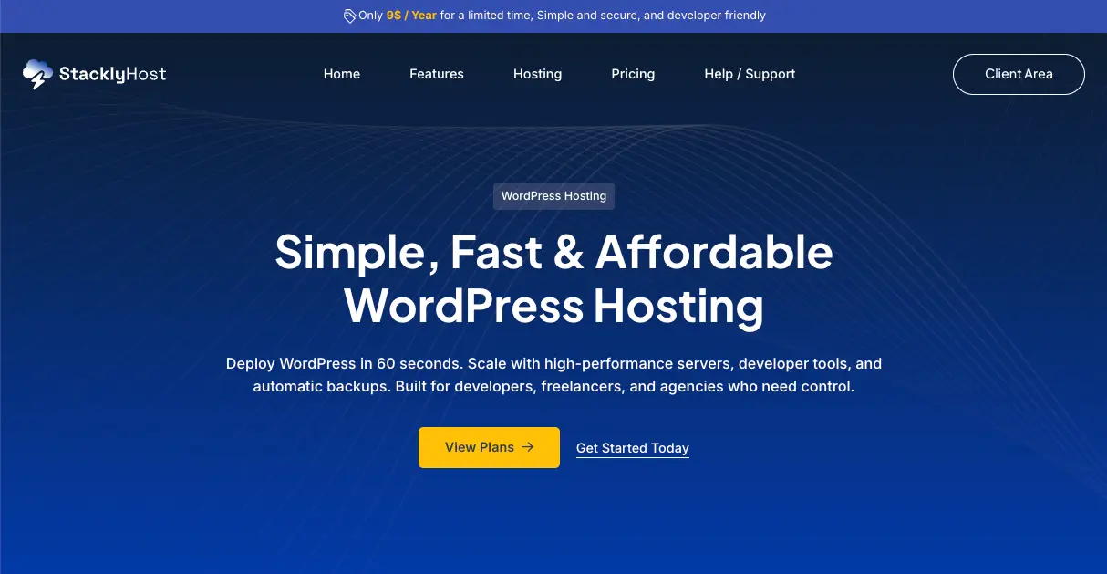 StacklyHost WordPress Hosting Dashboard